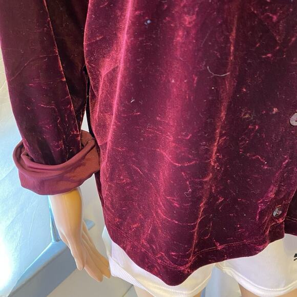 Vintage Kathie Lee Maroon Velvet Cardigan Women Size XL Button Front Vampires - Picture 6 of 9